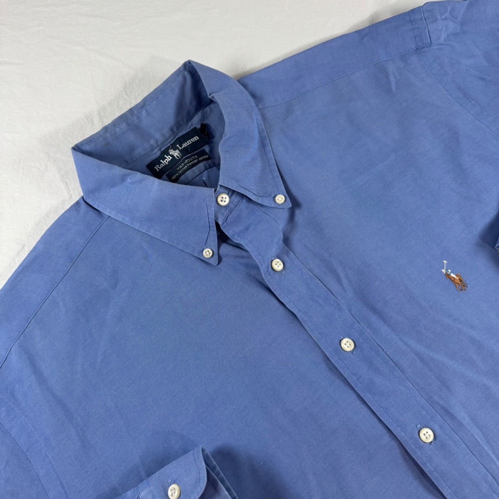 VTG Ralph Lauren Men's Size 17.5 Blue Yarmouth Pinpoint Oxford Button Down Shirt